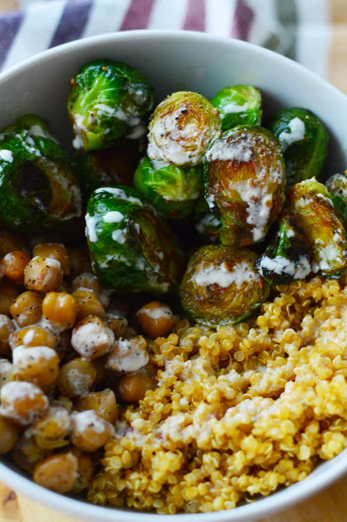 Brussels Sprouts + Roasted Chickpeas Buddha Bowl | dcgirlinpearls.com