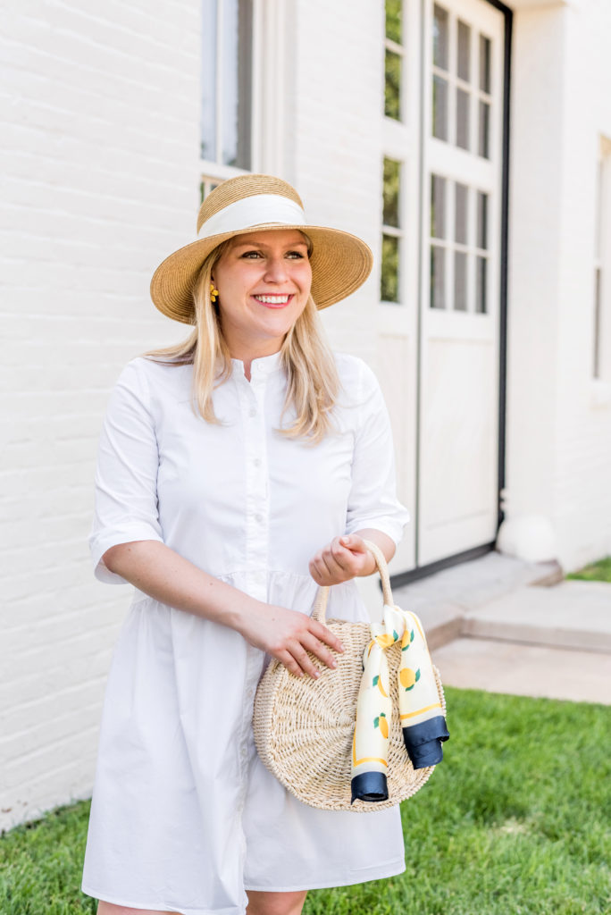 White Shirtdress - DC Girl in Pearls #outfitinspo #preppystyle