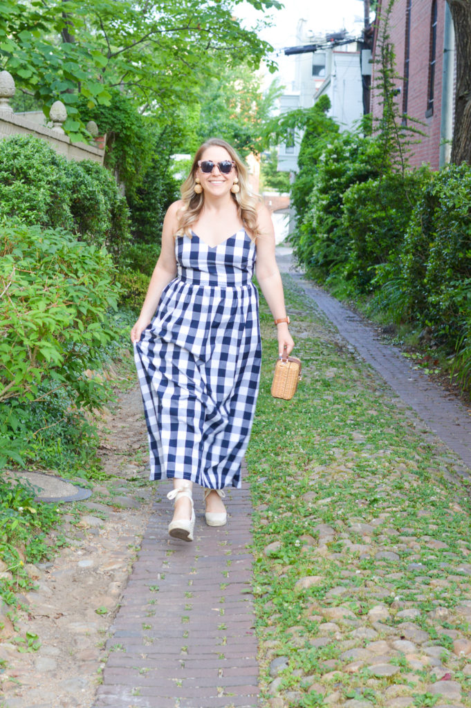 Gingham Maxi Dress - DC Girl in Pearls #gingham #jcrew #jcrewfactory #preppy #preppyblogger