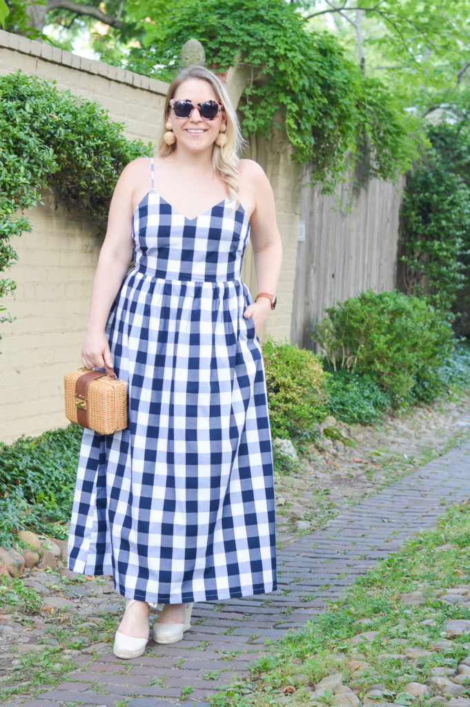 Gingham Maxi Dress - DC Girl in Pearls #gingham #jcrew #jcrewfactory #preppy #preppyblogger