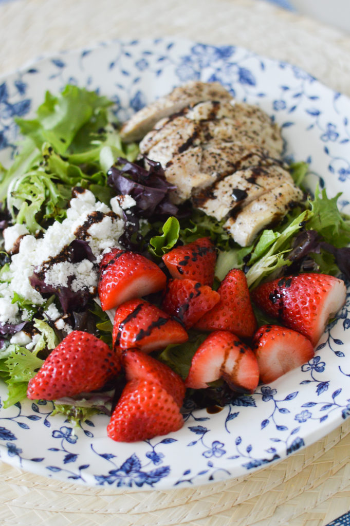 Summer Strawberry Goat Cheese Salad - dcgirlinpearls.com #summersalad #summerrecipes #strawberry #goatcheese